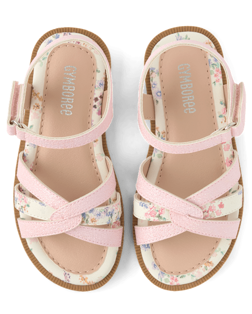 Sandales Fille Lands' End Arabella Flower – Rose – Taille US 3 / EU 34
