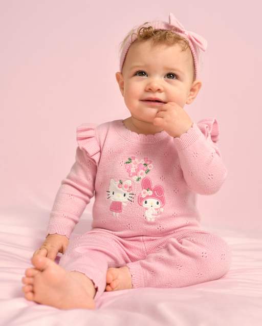 Baby Girls Long Sleeve Hello Kitty And Friends Applique Pointelle