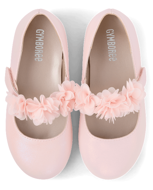 Gymboree | Girls | Shimmer Floral Ballet Flats - Enchanted Garden in Pink | Size Youth 13 | 100% Faux Leather Gymboree | Girls | Shimmer Floral Ballet Flats - Enchanted Garden in Pink | Size Youth 13 | 100% Faux Leather