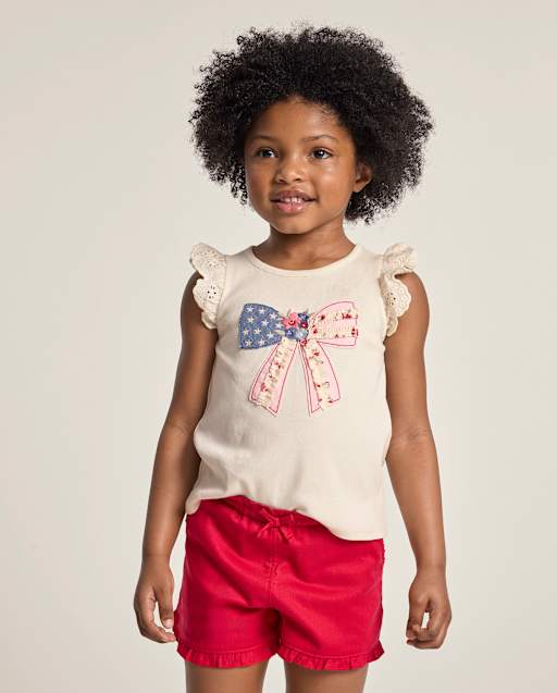 Applique Embroidered Americana Top Nantucket Charm