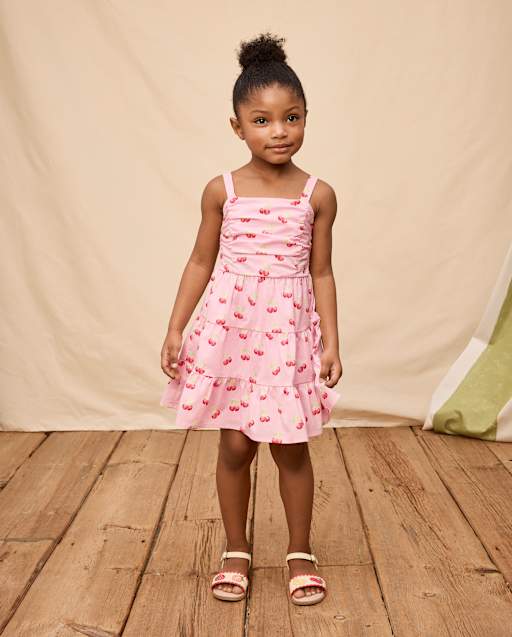 Girls Sleeveless Cherry Tiered Dress - Amalfi Coast - PINK | Gymboree