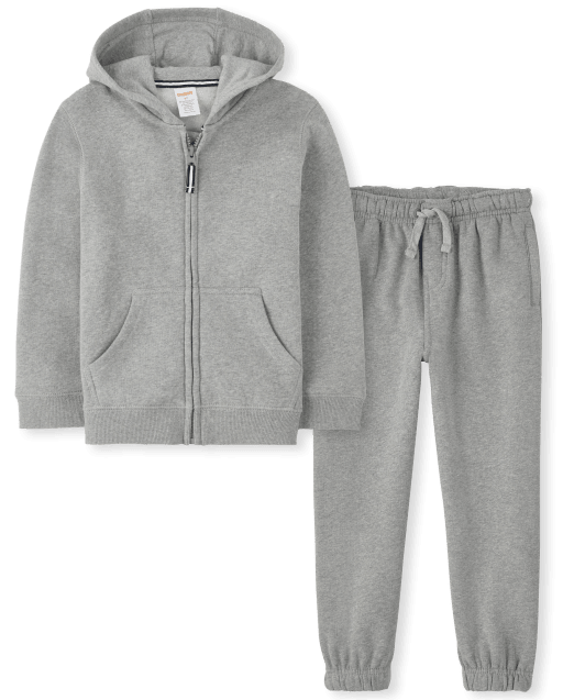 Boys Long Sleeve Zip Up Hoodie And Jogger Pants 2 Piece Outfit Set Uniform GRAY Gymboree