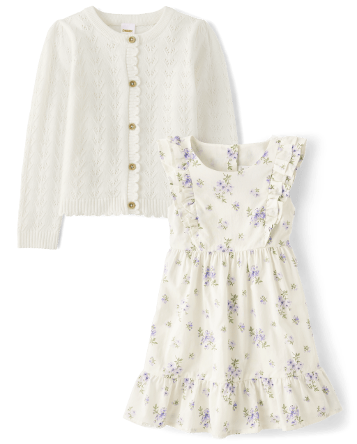 Baby Girls Short Sleeve Floral Woven Tiered Dress 2-Piece Outfit Set -  Homegrown by Gymboree