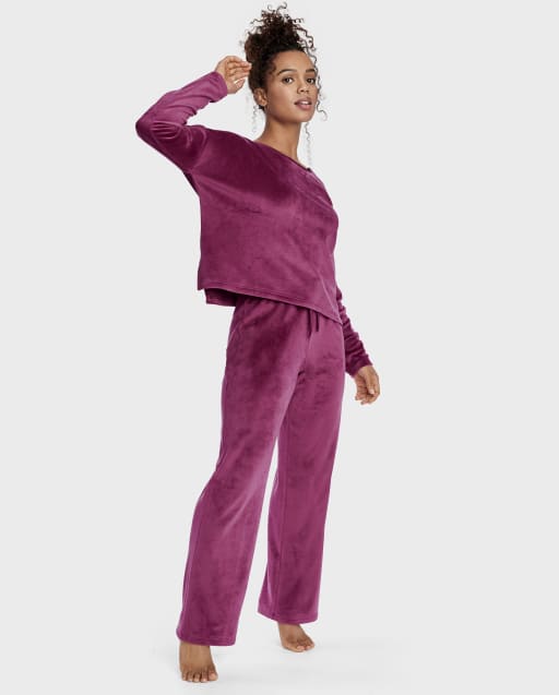 Womens Long Sleeve Velour Pajamas  The Children's Place - ROSE PARADE