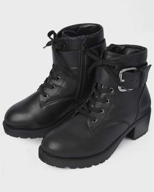 Teen Girls Buckle Lace Up Boots - BLACK | The Children's Place