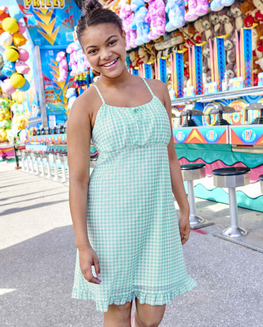 Tween Girls Tie Front Ruffle Dress