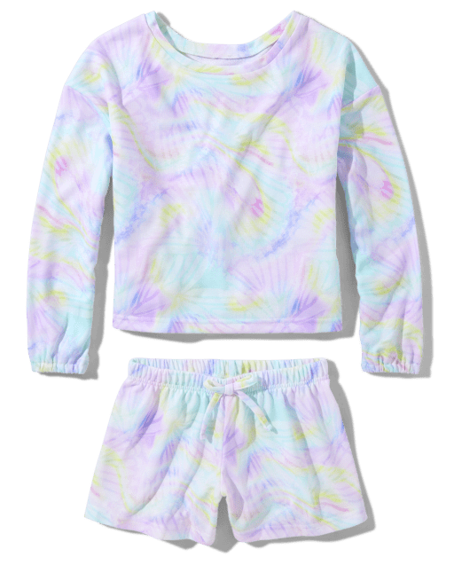 Teen Girls Long Sleeve Rainbow Paint Splatter Pajamas