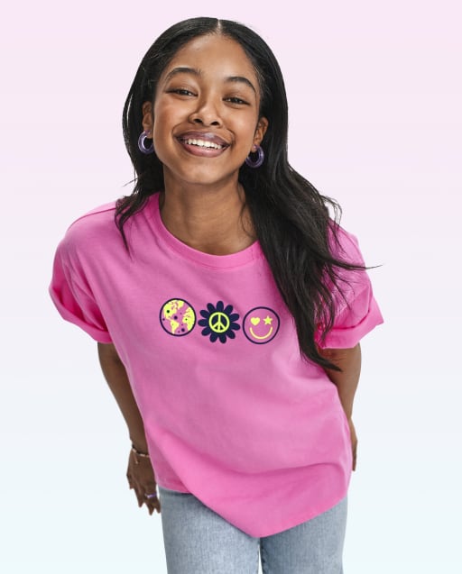 Camiseta con estampado extragrande de manga corta para