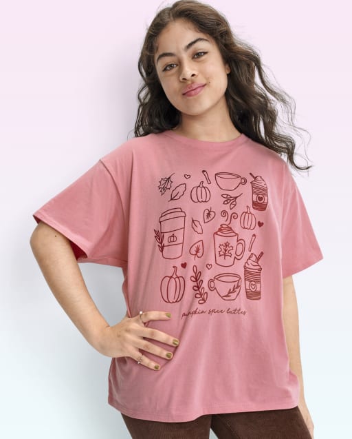 トップス House on the hill parent tee Pink Teen Girls Short Sleeve Fall Oversized Graphic Tee - PINK