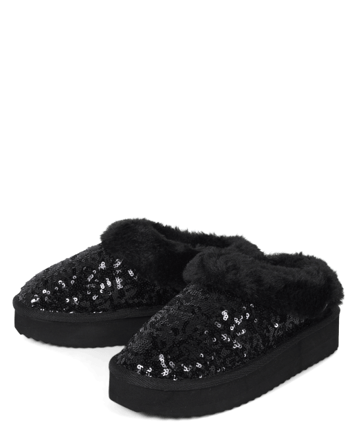 Black sales glitter slippers