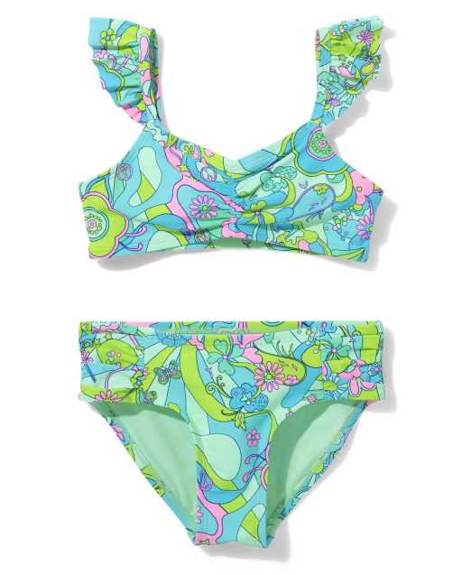 Teen Girls Allover Floral Print Bikini Swimsuit