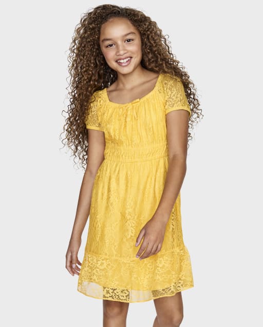 Tween Girls Short Sleeve Lace Tiered Dress The Children s Place