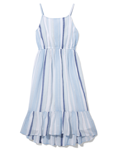 Tween Girls Sleeveless Striped Midi Tiered Dress - BLUE | The Children's  Place