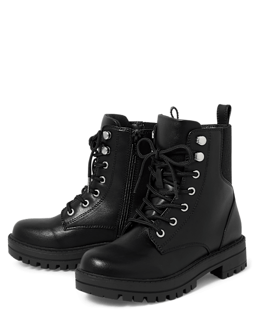Toddler girl black combat boots deals