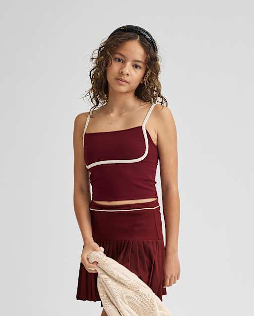 Tween Girls Sleeveless Quick Dry Tank Top - BURGUNDY | The