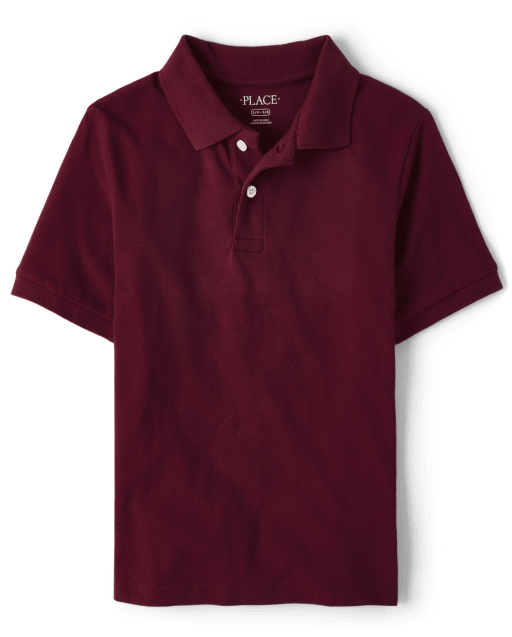 Boys Uniform Short Sleeve Pique Polo REDWOOD The Children s Place