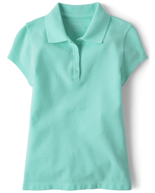 Girls Uniform Short Sleeve Pique Polo | The Children's Place - SEAFROST