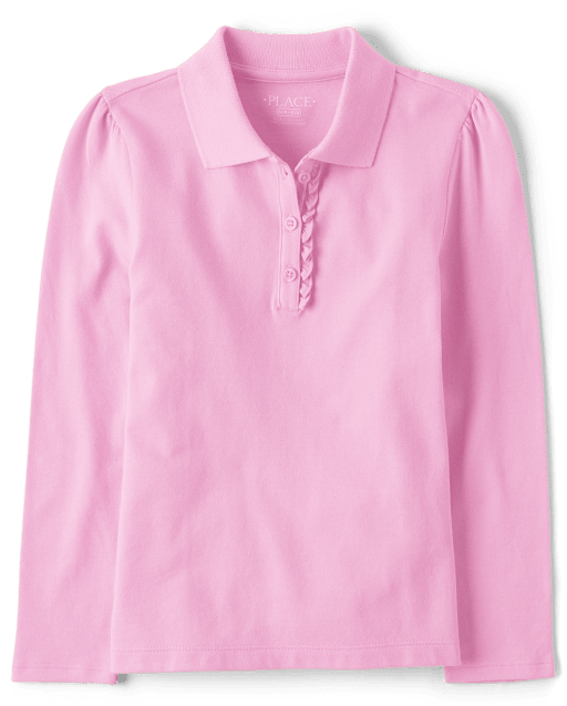 Girls Uniform Long Sleeve Pique Polo