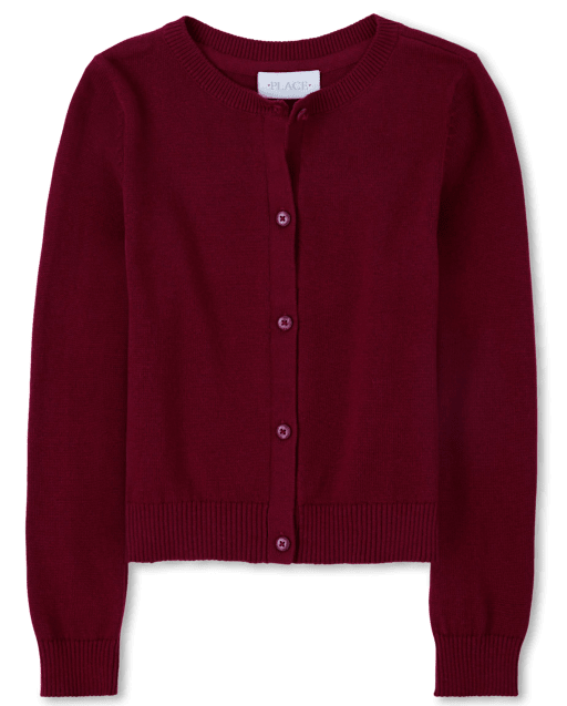 Girls Uniform Long Sleeve Cardigan RUBINE The Children s Place