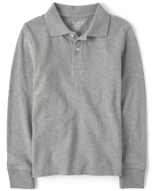 Boys Uniform Long Sleeve Pique Polo The Children s Place CA