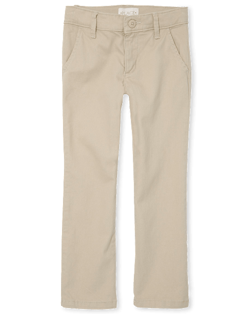 Girls Uniform Twill Woven Skinny Chino Pants - TAN | The