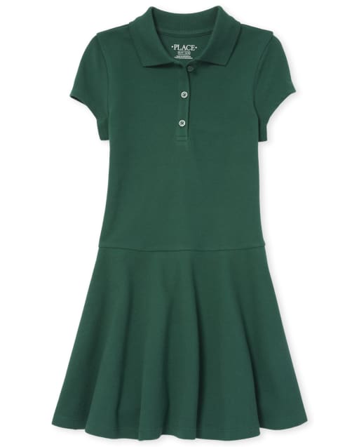 Girls Uniform Short Sleeve Pique Knit Polo Dress The Children s