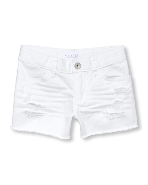 White denim shorts for baby girl cheap