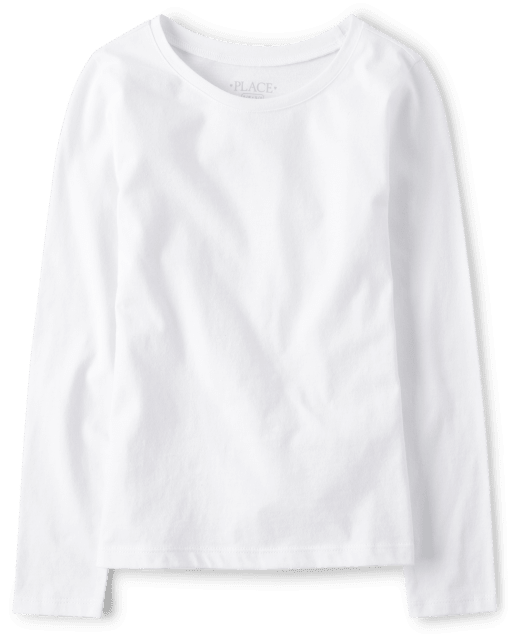 Girls Uniform Long Sleeve Basic Layering Tee | The Children's Place - WHITE