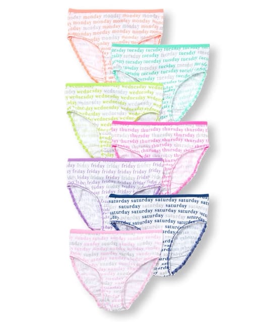 DINGDONG'S CLOSET Toddler Kid Girl Cotton Days of The Week Underwear 7-Pack  Panties Briefs Underpants
