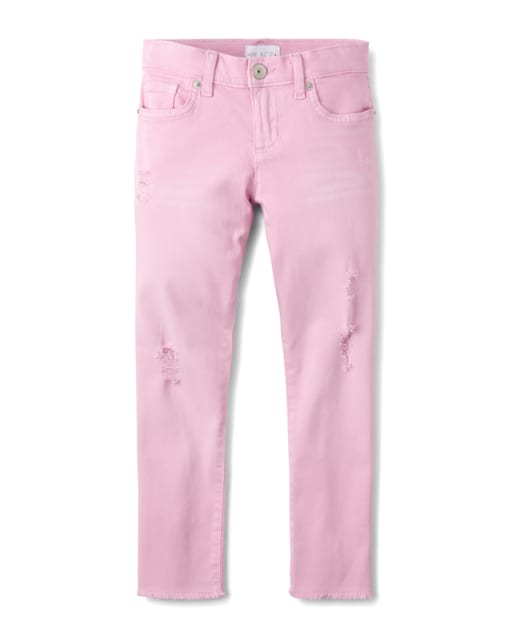 Girls pink skinny jeans deals