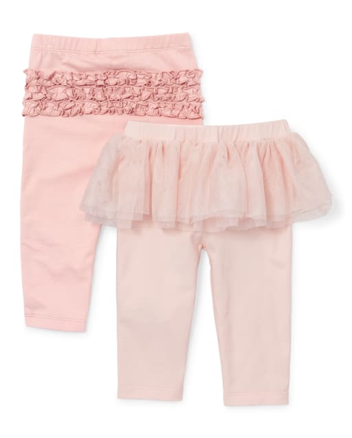 Baby Girls Ruffle Bottom And Tutu Leggings 2 Pack PINK The Children s Place CA