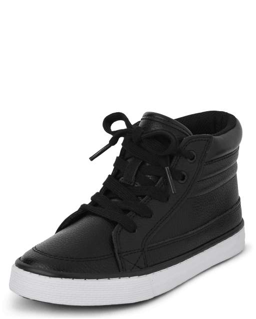 black leather Rafael high-top sneakers | agnès b.