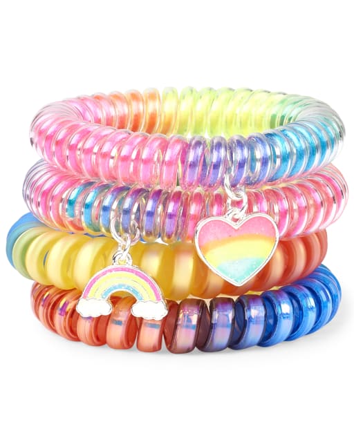 Girls Rainbow Coil Bracelet 4-Pack