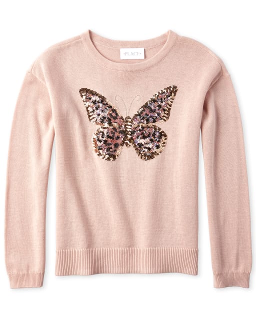 Girls Long Sleeve Sequin Graphic Sweater | The Children's Place ...