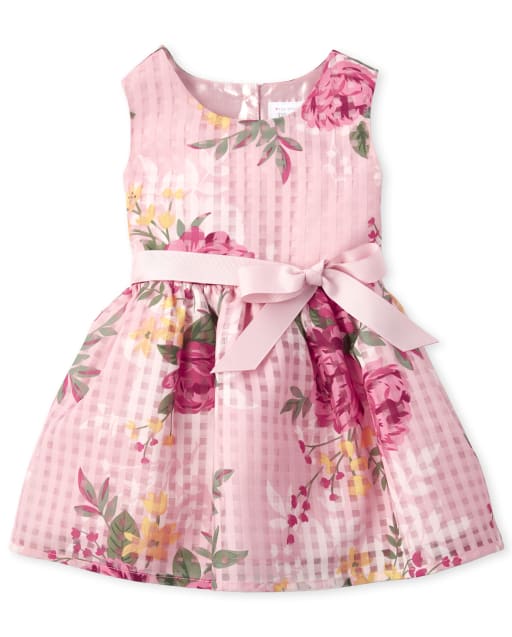 Baby And Toddler Girls Sleeveless Floral Print Woven Fit And Flare ...