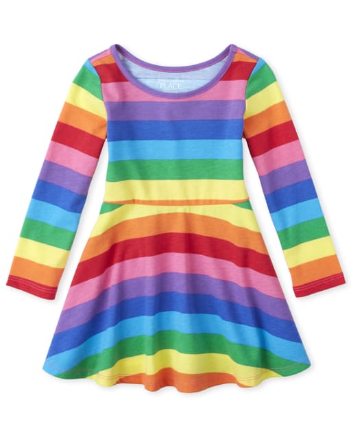 Baby And Toddler Girls Rainbow Striped Everyday Dress