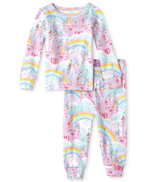 Baby And Toddler Girls Long Sleeve Rainbow Castle Snug Fit Cotton Pajamas PURPLE The Children s Place CA