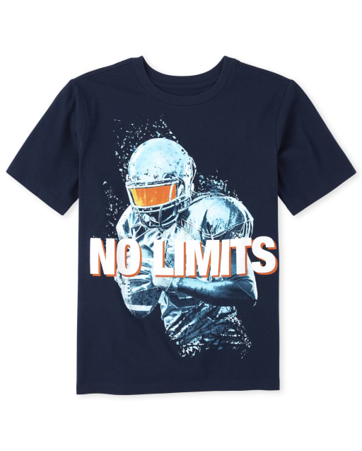 Boys Short Sleeve 'No Limits' Football Graphic Tee - BLUE | The