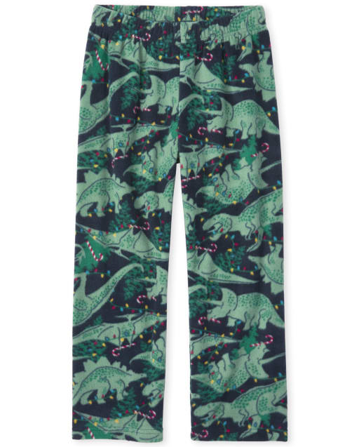 Boys Christmas Dino Lites Print Matching Fleece Pajama Pants BLUE The Children s Place CA