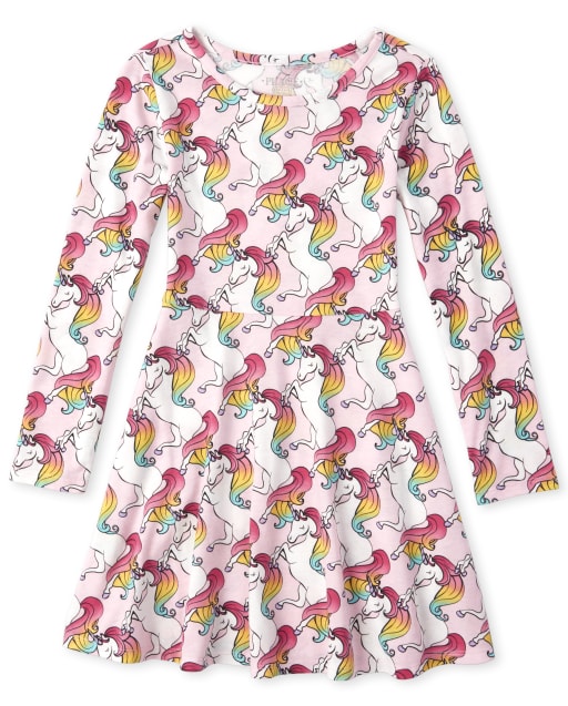 unicorn dress long sleeve Sparkle Like A Unicorn Long Sleeve Milk Silk Dress