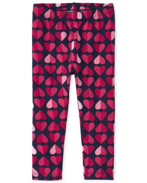 Baby And Toddler Girls Valentine's Day Heart Print Leggings BLUE