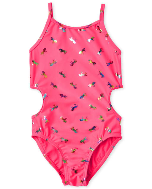 Girls Foil Unicorn Cut Out One Piece Swimsuit The Children s