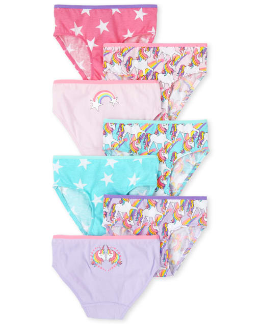 10pcs Toddler Girls' Underwear Set Printed With Letter & Unicorn Pattern