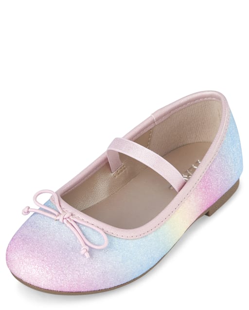 Toddler Girls Easter Glitter Rainbow Faux Leather Matching Ballet Flats ...