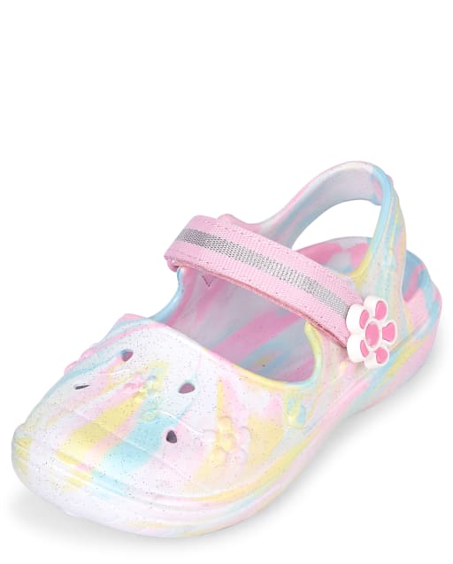 Toddler Girls Glitter Flower Tie Dye Matching Water Shoes The