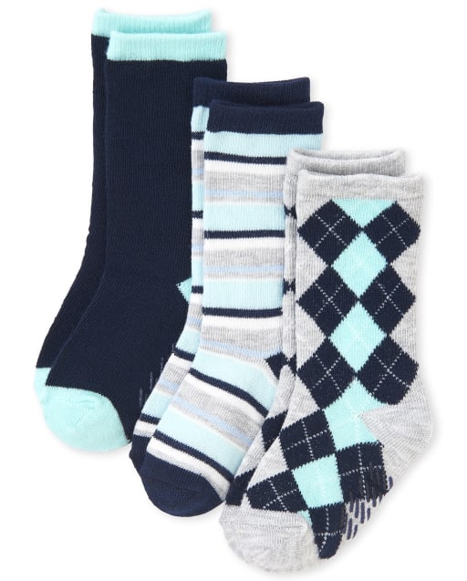 Toddler Boys Argyle Matching Crew Socks 3 Pack