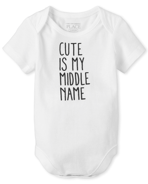 Unisex Baby Short Sleeve Cute Is My Middle Name Graphic Bodysuit WHITE The Children s Place