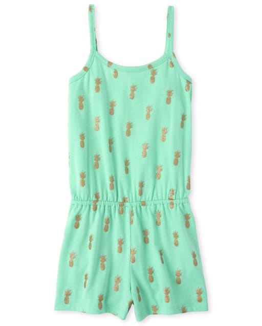 Girls Sleeveless Glitter Pineapple Print Knit Romper TROPICAL TRAIL The Children s Place CA