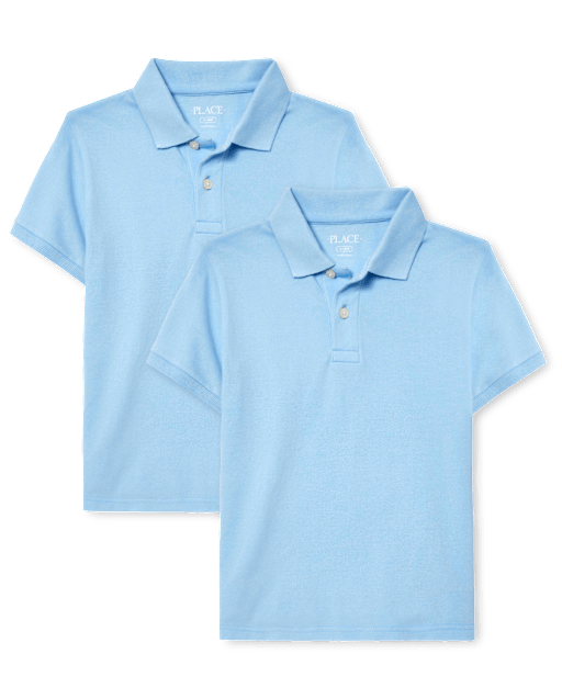 Kids Uniform Short Sleeve Pique Polo 2-Pack - BLUE | The