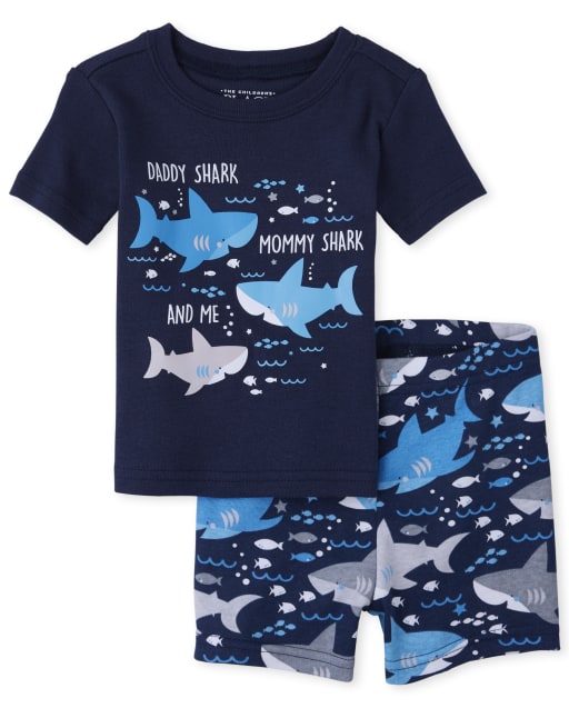 Baby And Toddler Boys Matching Family Short Sleeve Shark Snug Fit Cotton Pajamas BLUE The Children s Place